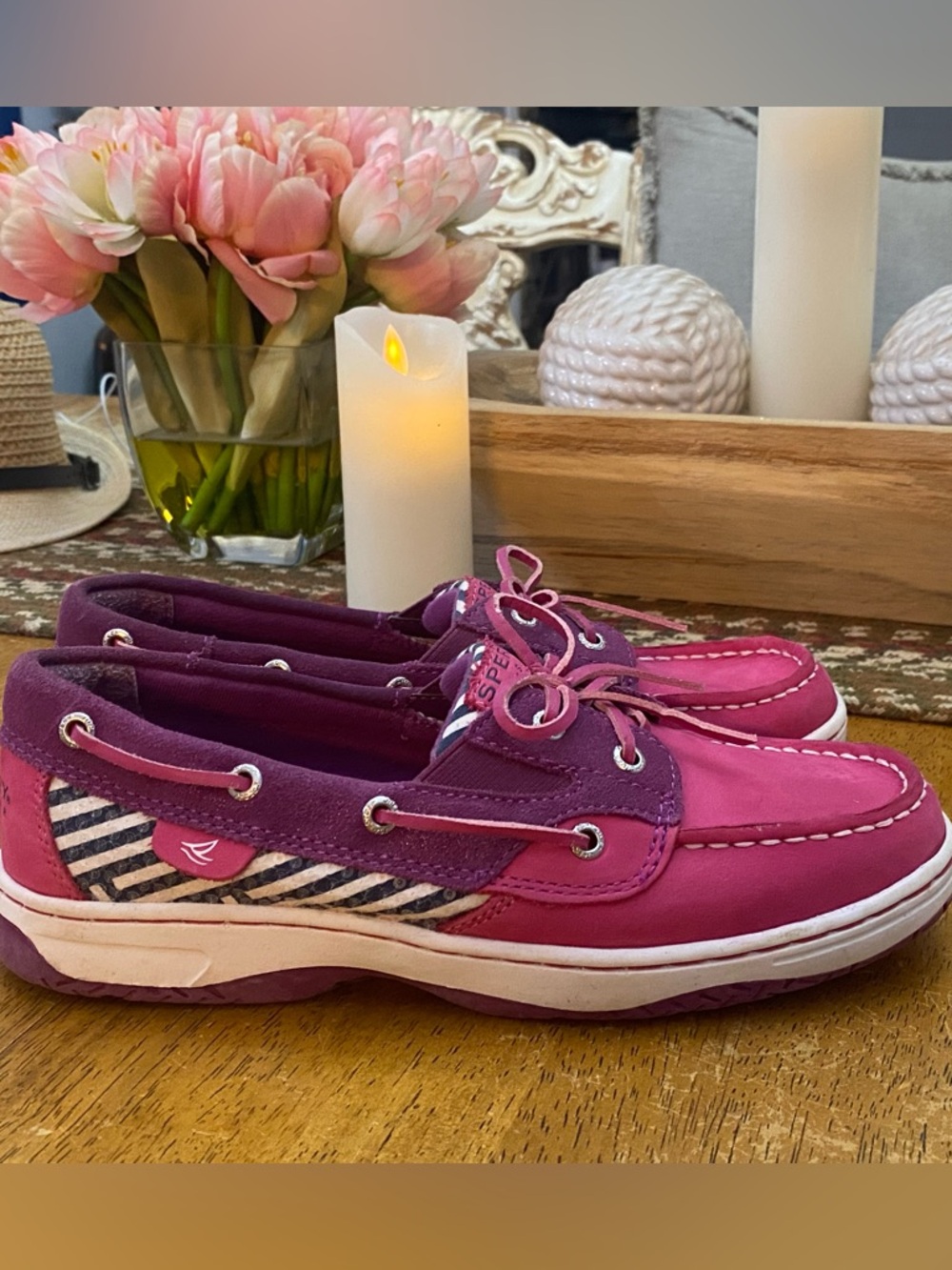Girls Sperry Topsiders Boat Shoes size 5